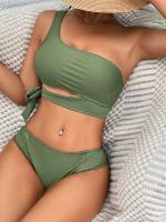 Conjunto de bikini de un hombro, trajes de baño, trajes de baño, ropa de playa sexy 2025 con relleno suave para mujer - details 2