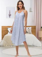 2025 Ropa de verano nueva, ropa de casa, ropa de mujer europea, camisón sexy con tirantes cómodos y de gran vuelo. - details 31
