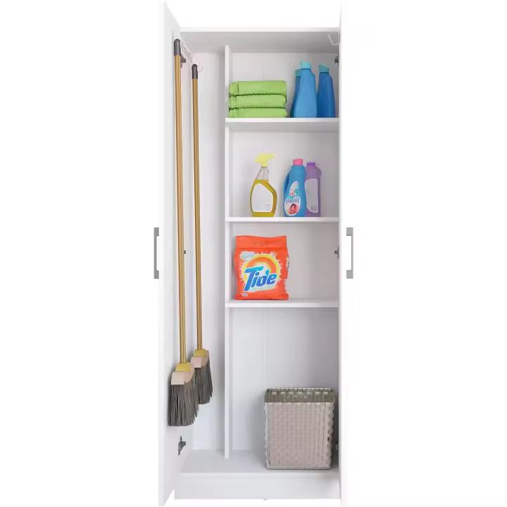 hogar escobero Multiusos Dos Puertas en Color Blanco (Alto 170 cm/Ancho 61 cm/Fondo 32 cm) - 1