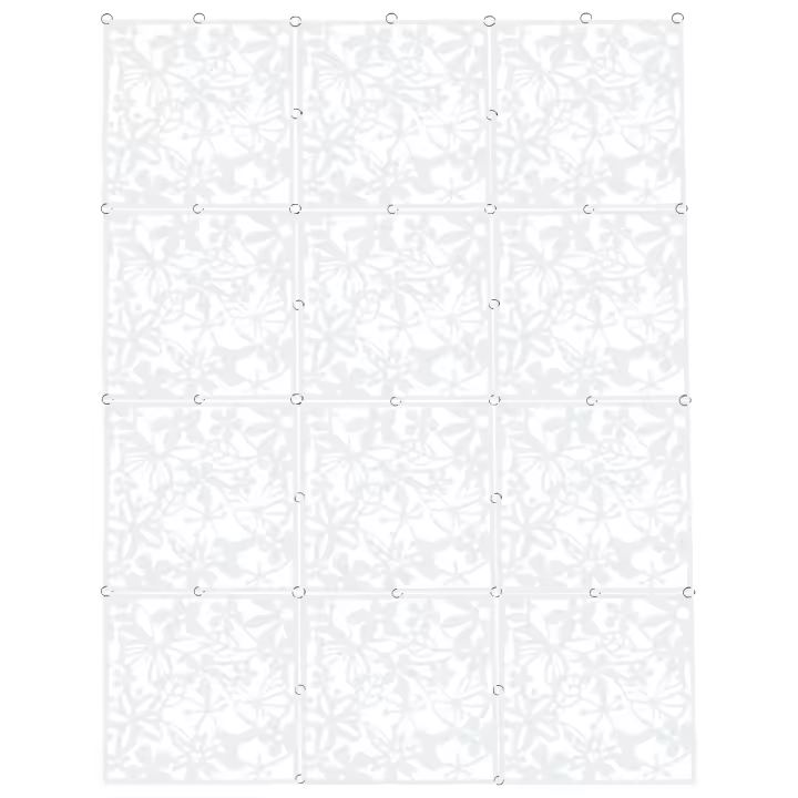 Divisor de habitación con patrón hueco, cortina colgante, particiones, blanco, 12 piezas, ABS, 40x40cm - 1