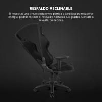 DR110 - Silla Gaming Profesional, Tejido Tejido Alta transpirabilidad, reposabrazos 4D, Ruedas silenciosas, pistón Clase 4, inclinación, cojín Lumbar y Cervical, Color Negro - details 6