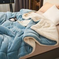 Manta cálida de doble cara para invierno, manta gruesa de franela de imitación de forro polar, colcha cómoda, Sábana - details 11
