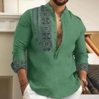 Blusa de manga larga con cuello Henley para hombre, camisa informal de talla grande, Azul, Gris, blanco, 3xl, 2xl, 44, 42 - details 3