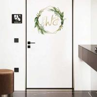 elsenh hombres y mujeres WC pegatina de pared para baño PVC calcomanías para el hogar cartel impermeable pegatinas de puerta letrero de inodoro - details 3