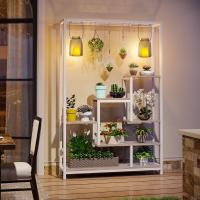 Soporte alto para plantas de interior de 5 niveles, estante de metal de 180 cm con 10 ganchos para colgar en S, estante de exhibición multiusos para bonsái de flores para interiores - details 3
