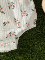 Ropa linda de verano para bebé y niña, mono floral con mangas con volantes, conjunto de mameluco (sin diadema) - details 2