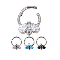 ASTM-pendientes Piercing F136 de abeja de titanio con bisel, aro de segmento de CZ, segmento con bisagras, para nariz, Tragus, hélice, Labret - details 0