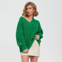Suéter Casual de Mujer para Otoño e Invierno, Cuello en V, Elegante, Holgado, de Punto. - details 1