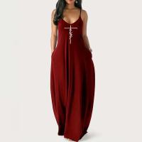 Tirantes y espalda abierta para mujer, vestido largo sin mangas con colorido cuello en V graduado, moda de verano, nuevo estilo - details 6