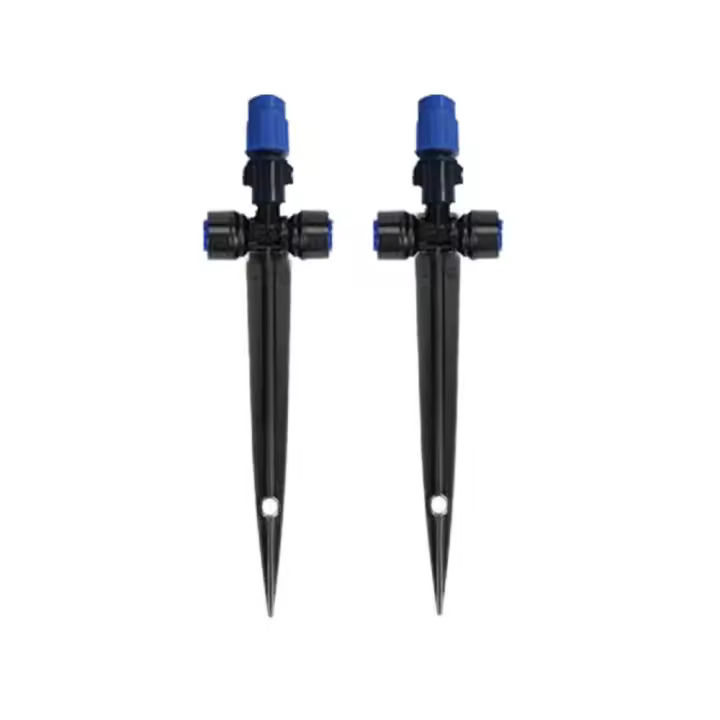 Gotero de nebulización de riego ajustable de plástico, herramienta de aspersor de 15cm y 360 grados con estaca, 5 uds. - 1