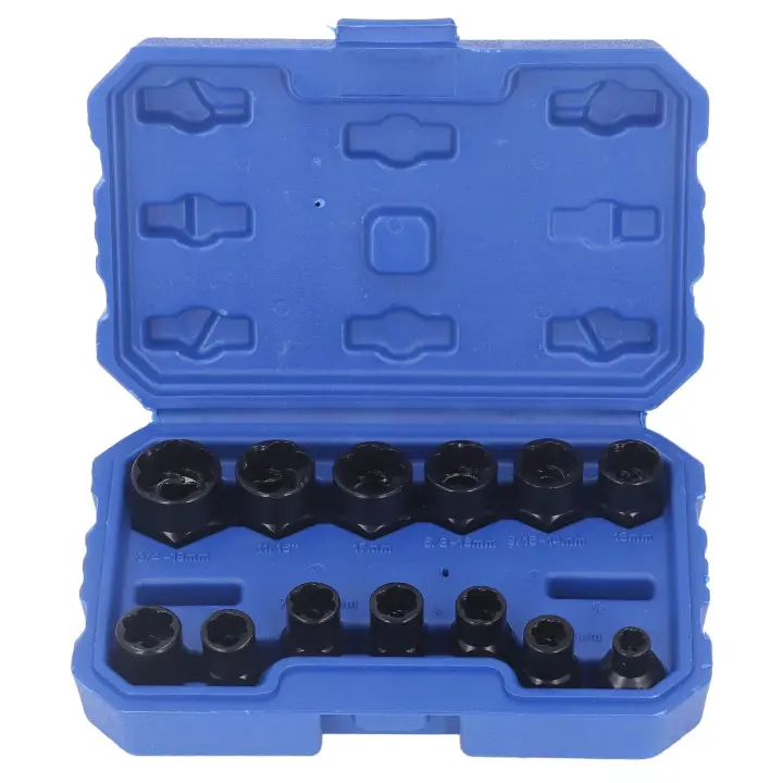 Extractor de pernos de 13 piezas, herramienta de extracción de tuercas dañadas, 8mm-19mm - 1