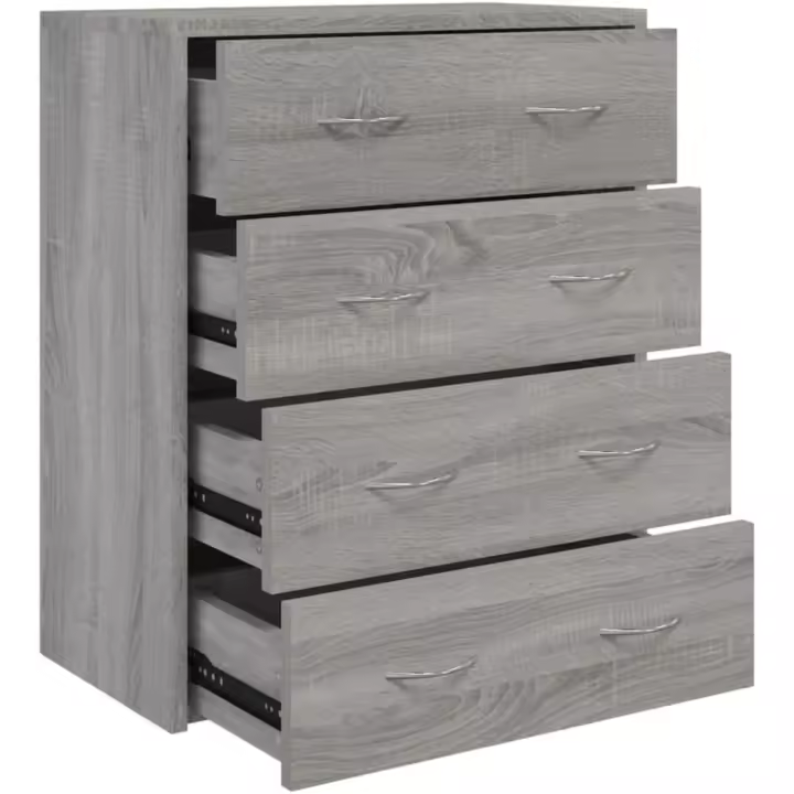Mueble Aparador de Habitación 4 Cajones Madera Blanco Cómoda Cajonera - 1