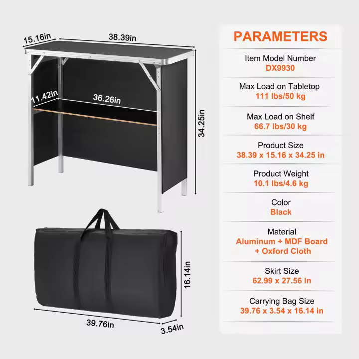 SucceBuy Mesa portátil para podio de feria comercial, mostrador de exposición plegable con estante de almacenamiento y bolsa de transporte para venta al por menor y promociones - 1