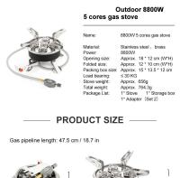 Estufa de Gas Portátil para Acampar al Aire Libre Quemador de Cinco Fuego Fuerte para Utensilios de Cocina de Supervivencia - details 0