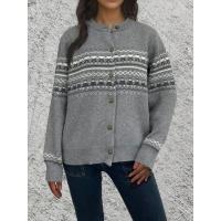 Punto para mujer cuello redondo manga larga suelta casual t - details 3