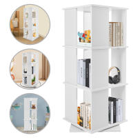 Estante de Libros Giratorio de 3 Niveles Organizador de Almacenamiento de Libros con Giratorio de 360° Estante de Libros Soporte de Piso Blanco - details 3