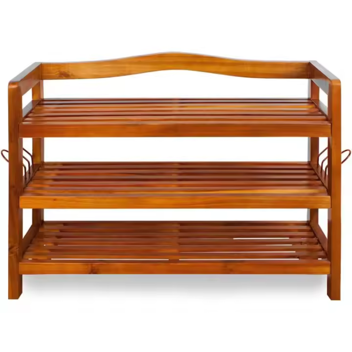 85x26x62cm Zapatero 3 Baldas Estantería Organizador Zapatos Madera Acacia - 1