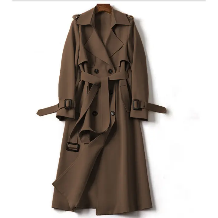 Gabardina de estilo británico para mujer, abrigo de rodilla para primavera y otoño, 2024 - 1