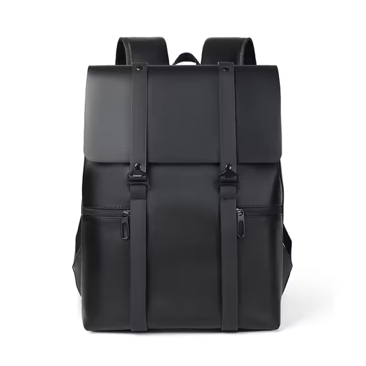Mochila De Cuero Negro para hombre, bolso de viaje genuino, informal, para la escuela, a la moda, grande, para ordenador portátil - 1