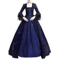 Vestido Maxi de Encaje Retro con Mangas Aretes Estilo Medieval Renaissance Vintage para Mujeres - details 9