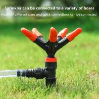 Aspersor de agua automático para jardín, rociador de césped de plástico con 3 boquillas, rotación de 360 grados - details 1