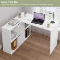 Escritorio L de Doble Tablero, Escritorio con Estantería de 6 Compartimentos, Mesa PC Ordenador para Estudio Oficina - details 3