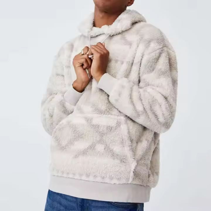 Capuche de lujo de gran tamaño, grueso, unisex, de algodón, de alta calidad, para hombre, 600gsm, suave y peludo, Sherpa, sudadera con capucha - 1