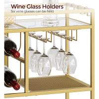 Carrito de Servicio de 3 Pisos con Ruedas y Asa Barra de Cocina con Botellero y Portavasos - details 5