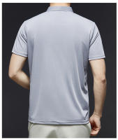 Camisa polo de verano, camiseta informal de manga corta a la moda, camiseta holgada con solapa versátil de seda helada, estilo masculino - details 5