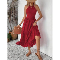 Elegante Vestido Rojo de Cintura Alta y Sin Espalda Estilo Retro Italiano 2025 - details 6