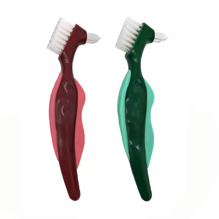 Cepillo de dientes Premium para dentadura dura, 2 piezas, cepillo de limpieza, cerdas de múltiples capas y portátil, doble cara - 1