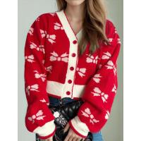 Novedad de moda, manga suelta, cuello en V, tejido con lazo - details 1