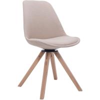 Tapizada En Tela & con Base De Madera I Silla De Comedor Giratoria & En Estilo Nórdico, Color:Crema, - details 0