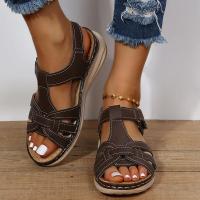 Sandalias de cuña simples para mujer, sandalias casuales con plataforma con correa en el tobillo, sandalias cómodas para mujer - details 1