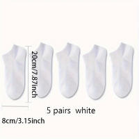 5 pares de calcetines unisex de algodón hasta el tobillo - Color liso, tejido, calcetines bajos cómodos para el día a día para hombres y mujeres - details 2