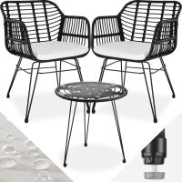 Conjunto de Jardín Exterior de Acero Resistente a la Intemperie 2 Sillas con Cojines (Fundas Extraíbles), 1 Mesa con Cristal Natural - details 8