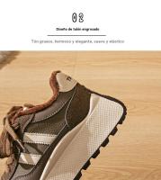 Zapatos de Mujer de Invierno 2024 Zapatillas de Tablero Esparcedido Grueso con Suela de Cuero y Polvo de Vellón Aumento de Altura - details 5