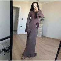 Vestido de Punto con Encanto O-cuello Ajuste Delgado, Manga de Flecos, Lático de Espalda, Moda de Calle para Mujeres en Otoño - details 11