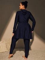 Traje de baño de talla grande para mujer con capucha, Burkini modesto de cobertura total, traje de baño de playa, 2 piezas, 2024 - details 1