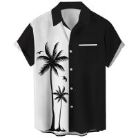 Camisa hawaiana de manga corta de árbol de coco para hombre, ropa holgada de gran tamaño para verano, camisa de playa con botones de solapa, Tops informales - details 0