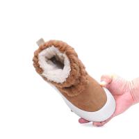 Botas de nieve de felpa para mujer con suela gruesa de bizcocho, algodón cálido de color sólido, diseño circular resistente al frío para otoño e invierno - details 4
