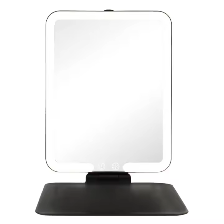 Scttomon Espejo de Maquillaje Portátil con Luz Plegable, Recargable, 58 LEDs en 3 Modos de Luz - 1