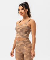 SHINBENE Sujetador Deportivo Largo de Cuello V para Mujer con Estampado de Camuflaje y Junto Incorporado para Yoga Fitness Workout Tamaño XS-XL - details 23