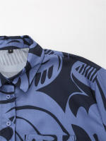 OUWU- Novedad de verano, camisa de manga corta con cuello estampado a la moda para mujer, conjunto de pantalones casuales adelgazantes de cintura alta - details 6