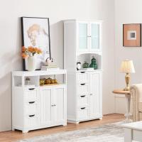 Armario de Baño Ajustable con Cajones Mueble de Piso de Baño Blanco con Puertas 80,5×30×86,5 cm - details 6