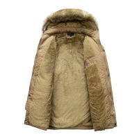 Chaqueta gruesa de lana para hombre, abrigo a prueba de viento con Cuello de piel y capucha, Parka informal de marca clásica, a la moda, novedad de invierno, 2024 - details 11