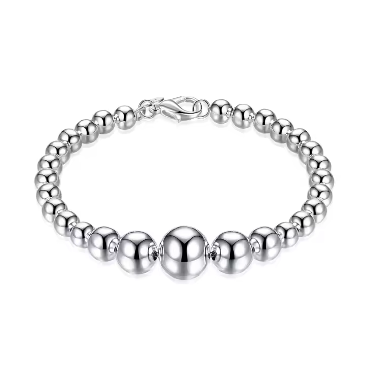 pulsera de plata de ley 925 para mujer, cuentas de Buda, tamaño degradado, joyería de compromiso, regalo de boda - 1