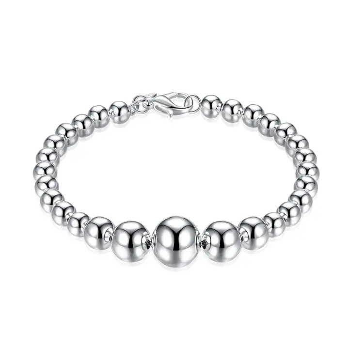 pulsera de plata de ley 925 para mujer, cuentas de Buda, tamaño degradado, joyería de compromiso, regalo de boda - 1