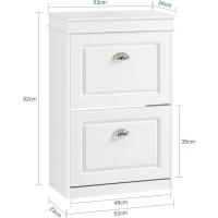 Estrecho Recibidor Estanterias Almacenaje Organizador para Zapatos Blanco 54 x 24 x 83 cm FSR78-W ES - details 2