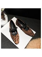 Zapatos Mary Jane de estilo coreano con estampado de leopardo, cabeza cuadrada pequeña, estilo temperamento 2025, con tiras de diamantes y boca baja para mujer - details 4
